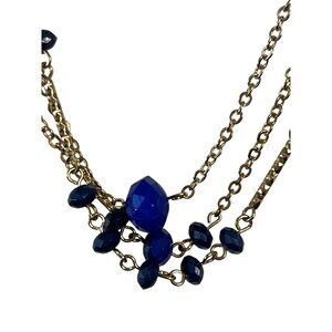 Clair's Gold-Tone 3 Necklace With Blue Beads & Adjustable Chain